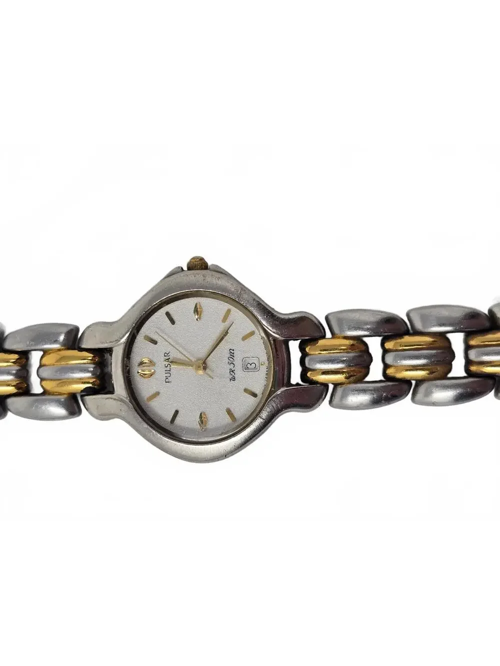 Vintage Pulsar Two-Tone Stainless Steel Women's Dress Watch with White Dial